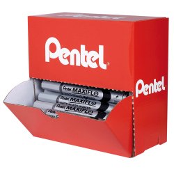 Pak van 30 uitwisbare markeerstiften Maxiflo Pentel fijne kegelpunt 4 mm zwart + 6 gratis