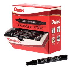 Pack de 30 rotuladores permanentes indelébles Pentel N50 punta de bolígrafo 4,3 mm negros + 6 gratis