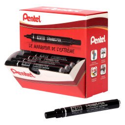 Pak van 30 permanente markers Pentel N50 kegelpunt 4,3 mm zwart + 6 gratis