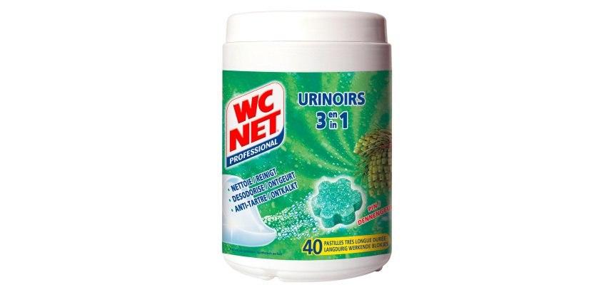 Bloc pour urinoirs WC Net fraîcheur pin - boîte de 750 g