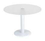 Table de réunion ronde plateau en verre blanc, diamètre 100 cm - Next
