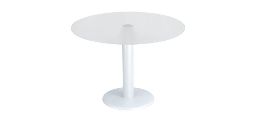 Table de réunion ronde plateau en verre blanc, diamètre 100 cm - Next