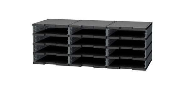 Trieur 12 cases standards Modulodoc Exacompta gris