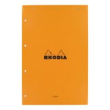 Writing block Rhodia orange stapled and perforated 4 holes 80 sheets white lined n°119 size A4+ 21 x 31.8 cm
