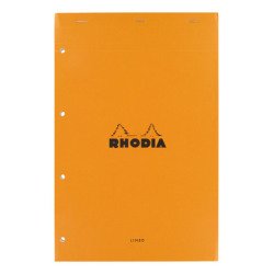 Bloc de bureau Rhodia 21 x 31,8 cm spirale orange n°119 - blanc ligné - 80 feuilles perforées