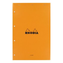 Bloc de bureau Rhodia 21 x 31,8 cm spirale orange n°119 - blanc ligné - 80 feuilles perforées