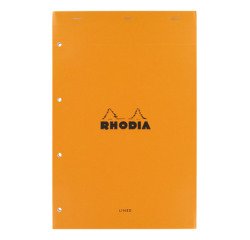 Schreibblock Rhodia orange geheftet und perforiert 4 Löcher 80 Seiten weiß liniert n°119 Format A4+ 21 x 31,8 cm