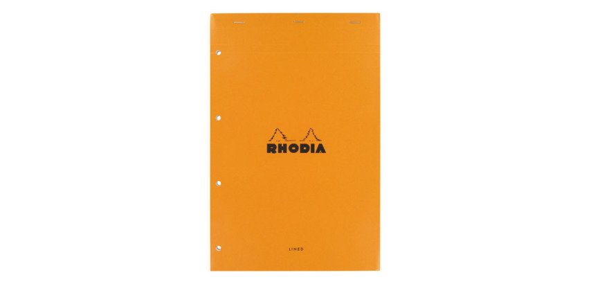Bloc de bureau Rhodia 21 x 31,8 cm orange n°119 - blanc ligné - 80 feuilles perforées