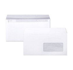 Sobres 110 x 220 mm Clairefontaine 80 g con ventana 45 x 100 mm blancos - Caja de 500