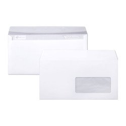 Enveloppe 110 x 220 mm Clairefontaine 80 g avec fenêtre 45 x 100 mm blanche - Boîte de 500