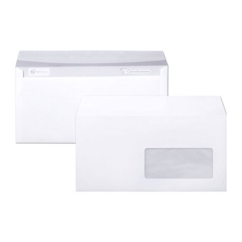 Enveloppe 110 x 220 mm Clairefontaine 80 g/m² blanche - Boîte de 500