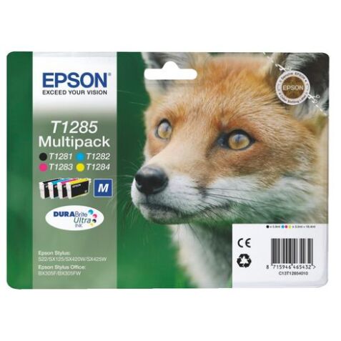 Epson T1285 Pack 4 Cartuchos originales Negro + tricolor (185 + 3 x 260 páginas)