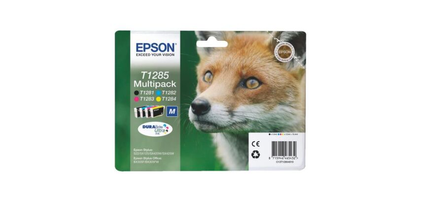 Epson T1285 Pack 4 Cartuchos originales Negro + tricolor (185 + 3 x 260 páginas)