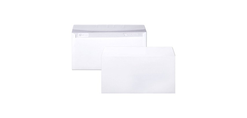 Enveloppe Clairefontaine blanche 110 x 220 mm - format DL - sans fenêtre - Boîte de 500