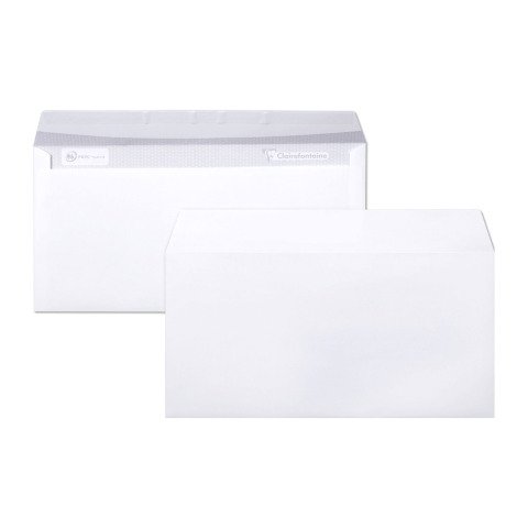 Sobres 110 x 220 mm Clairefontaine 80 g sin ventana blancos - Caja de 500