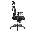 Chaise de bureau ergonomique Mikado tissu et maille noir - dossier haut accoudoirs appui-tête soutien lombaire - mécanisme Synchrone - pieds noir