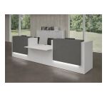 Banque d'accueil droite blanc/anthracite L 426 cm avec module bas au centre - Guest