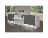 Reception desk right L 426 cm with low module in the center Jana