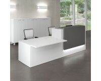 Empfangstresen Jana weiß/Anthrazit B 286 cm mit niedrigem Modul rechts