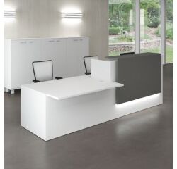 Reception desk Jana white/anthracite W 286 cm with right low module 