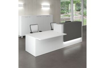 Reception desk Jana white/anthracite W 286 cm with right low module 
