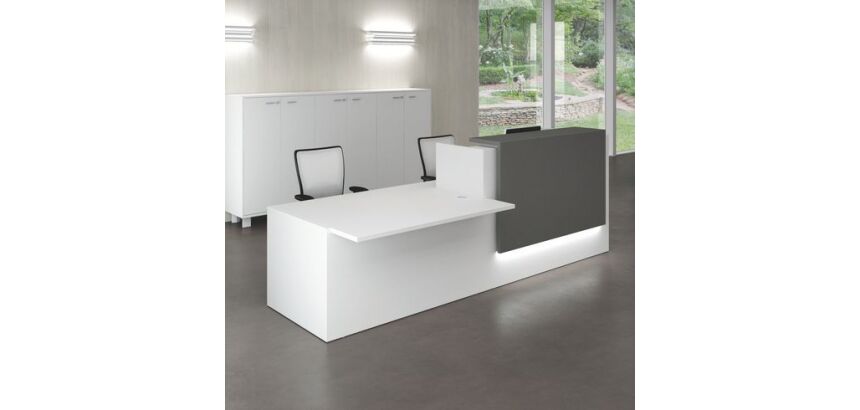 Banque d'accueil droite Jana blanc/anthracite L 286 cm avec module bas à droite