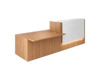 Reception desk Jana walnut/white W 286 cm with right low module 
