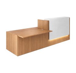 Banque d'accueil droite Jana noyer/blanc L 286 cm avec module bas à droite