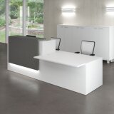 Reception desk Jana white/anthracite W 286 cm with left low module 