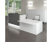 Empfangstresen Jana weiß/Anthrazit B 286 cm mit niedrigem Modul links