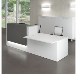 Reception desk Jana white/anthracite W 286 cm with left low module 