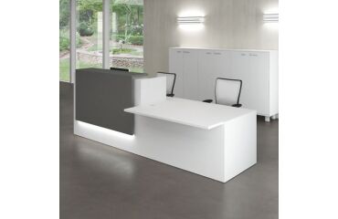 Reception desk Jana white/anthracite W 286 cm with left low module 