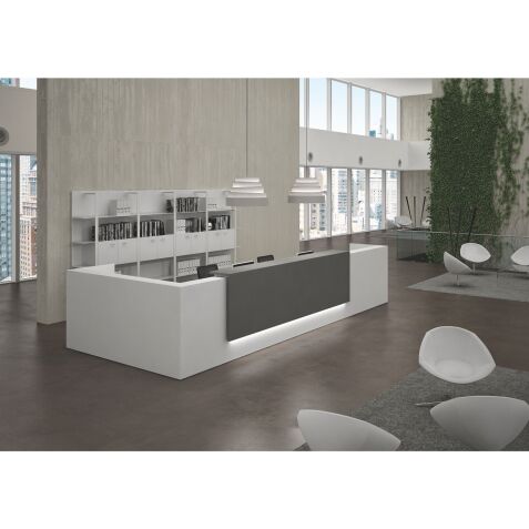 Banque d'accueil d'angle blanc/anthracite L 366 cm retour à droite - Guest