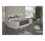 Banque d'accueil d'angle blanc/anthracite L 366 cm retour à droite - Guest