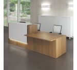 Banque d'accueil droite Jana noyer/blanc L 286 cm avec module bas à gauche