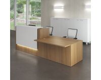 Reception desk Jana walnut/white W 286 cm with left low module 