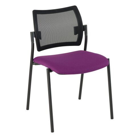 Visitor chair Yota, violet seat back rest in black mesh structure