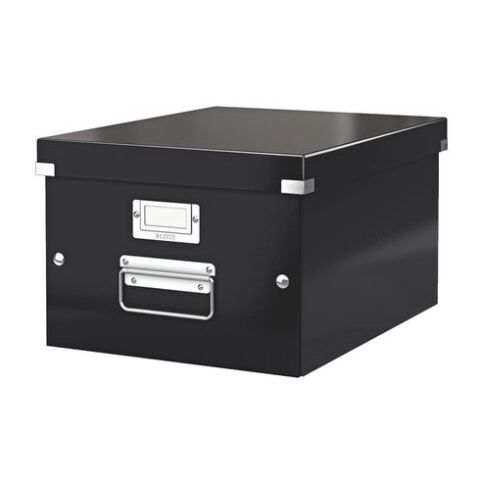 Caja de almacenamiento de cartón Leitz Click & Store 20 x 28 x 36,8 cm color negro