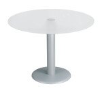Table de réunion ronde plateau en verre blanc, diamètre 100 cm - Next