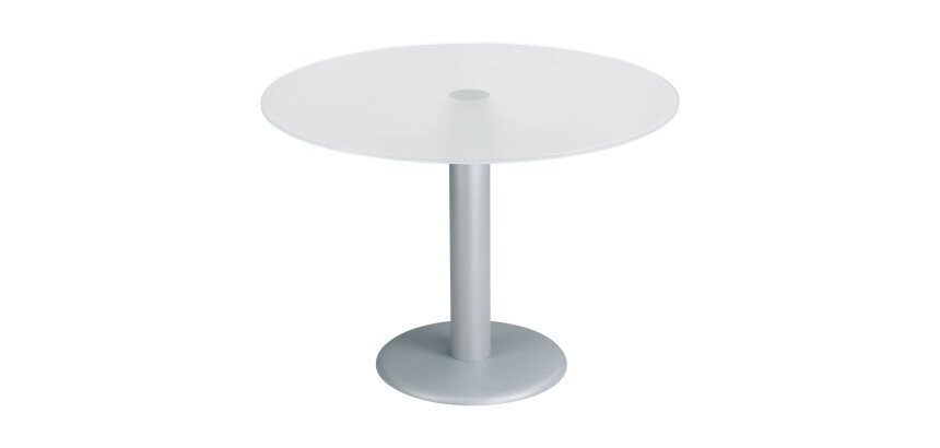 Table de réunion ronde plateau en verre blanc, diamètre 100 cm - Next