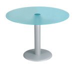 Table de réunion ronde plateau en verre aigue-marine, diamètre 100 cm - Next