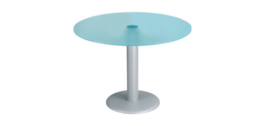 Table de réunion ronde plateau en verre aigue-marine, diamètre 100 cm - Next