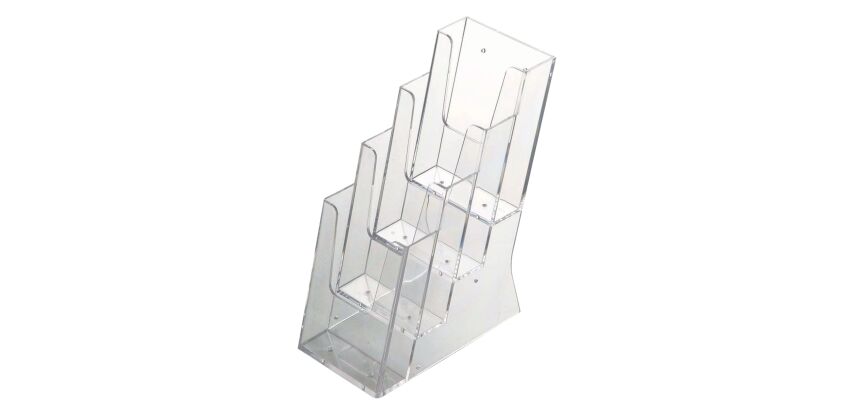 Présentoir de table transparent 4 cases pour format 10 x 21 cm