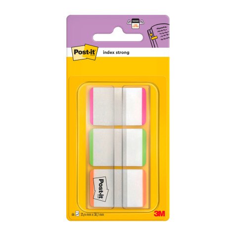 Marque-pages strong couleurs unis néons Post-It - distributeur de 66 index