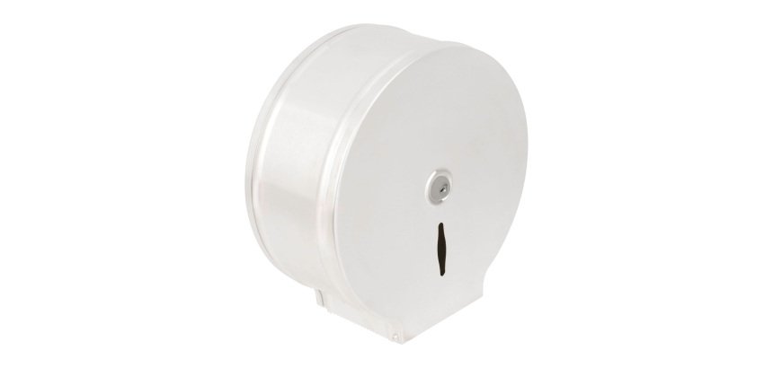 Distributeur papier toilette rouleau jumbo JVD métal blanc