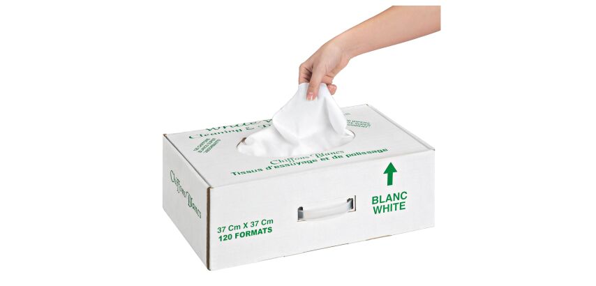 Precut white cotton rags box of 120 pieces