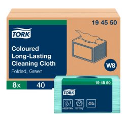 Paño de limpieza Tork de larga duración W8, multiusos, 40 paños