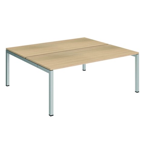 Set van 2 rechte werkposten Arko B 180 x D 168 cm metalen onderstel - eik