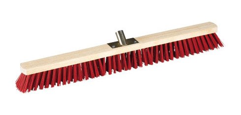 Red hard bristle broom and wood 80 cm