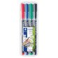 Stylo feutre Staedtler Lumocolor 318 F permanent écriture fine - Étui de 4 couleurs classiques